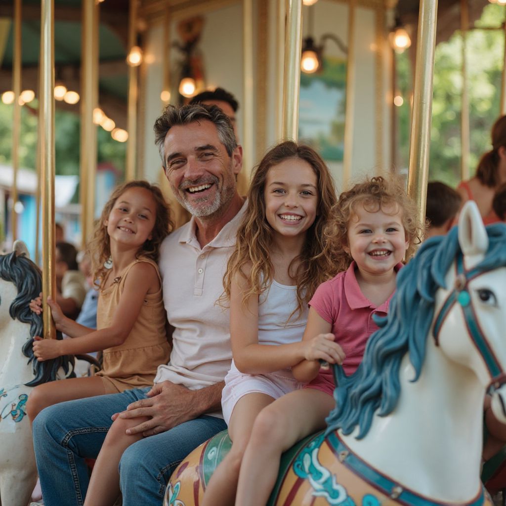 Familles dans les attractions